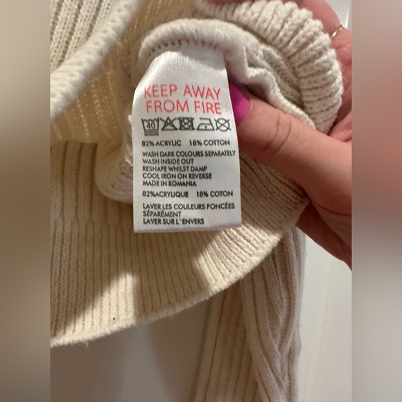 UO Big Sur Ribbed Pullover Sweater | Cropped Ribbed Crewneck | Cream | XS - Picture 10 of 10